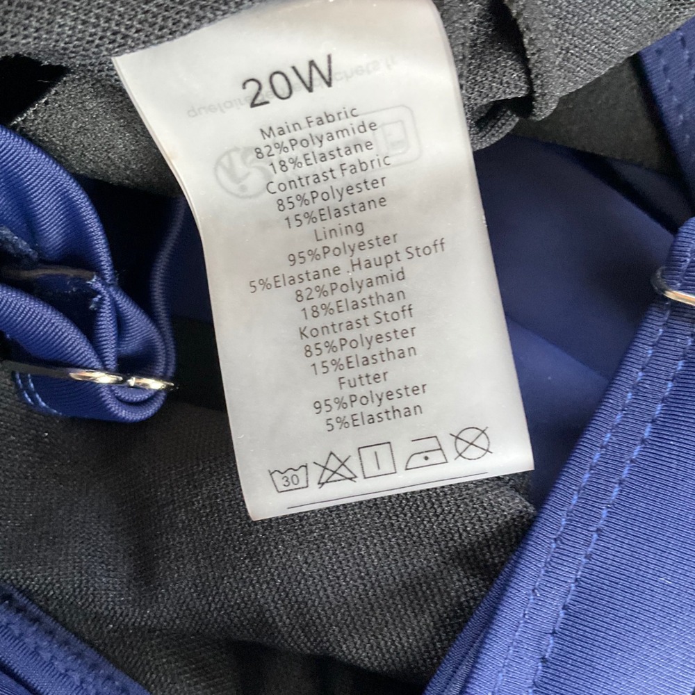 Sothea Navy Blue High Neck Tankini Top Mesh Trim Plus Size 20W NWT‎ Minimalist - Picture 6 of 7